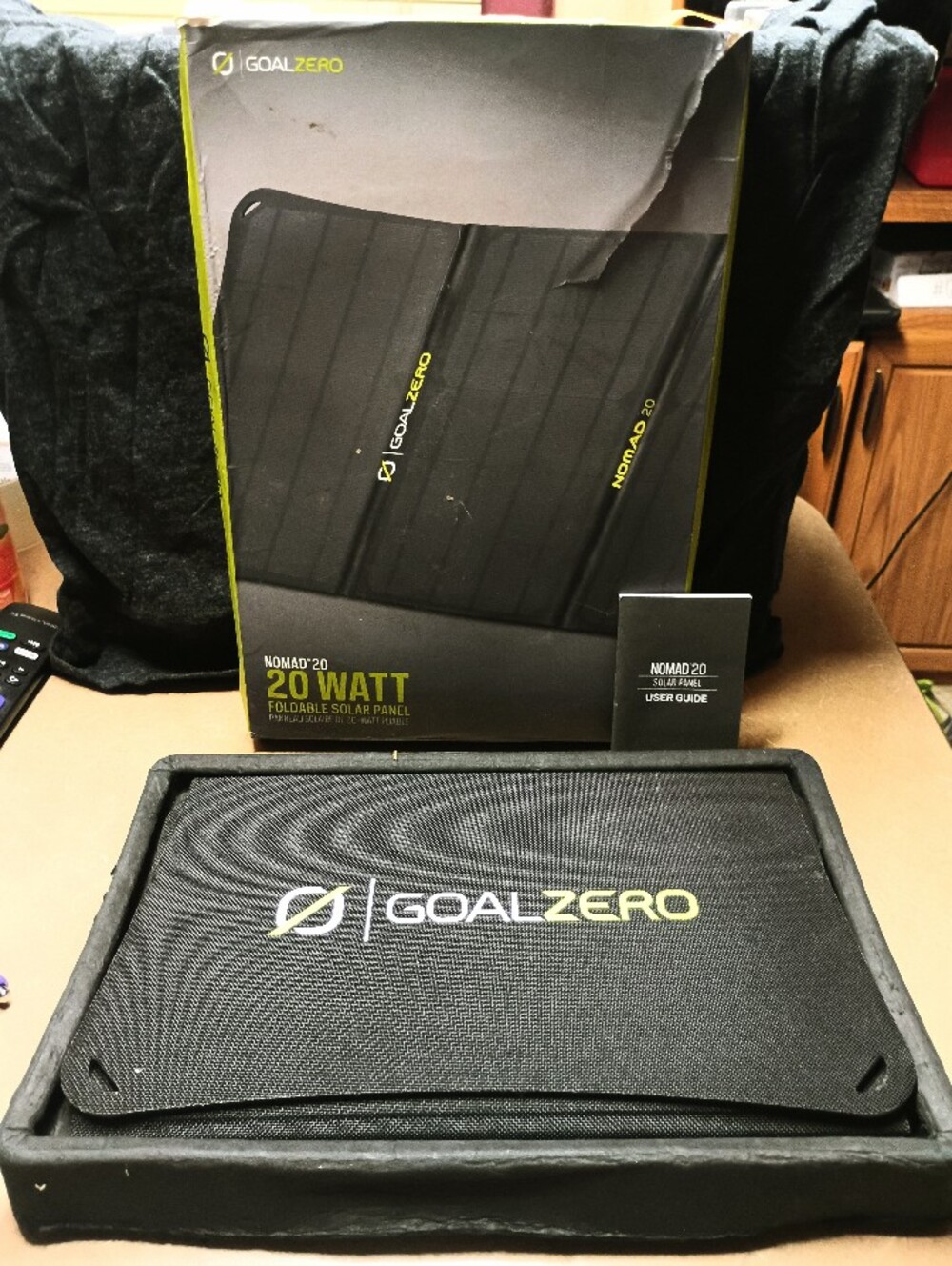 Nomad Foldable Solar Panel with Black Fabric and Lime Accents
